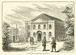 City-Road Kapel, in 1778 (gravure) door English School