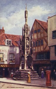 City Cross, Winchester (kleurenlitho) door English School