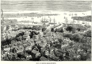 Stad Boston, Massachusetts (gravure) door English School