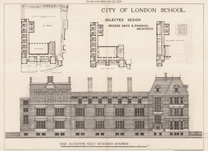City of London School; zijaanzicht door English School