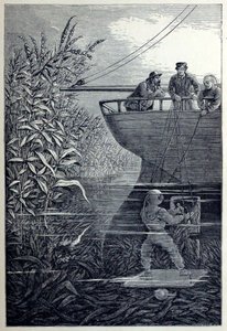 Het Schoepenrad Reinigen, uit Onder de Golven, of Duiken in Diepe Wateren, uitgegeven 1887 door English School