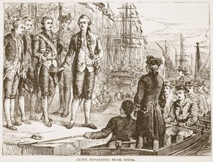 Clive vertrekt uit India, illustratie uit Cassells Geïllustreerde Geschiedenis van India door James Grant, uitgegeven 1879