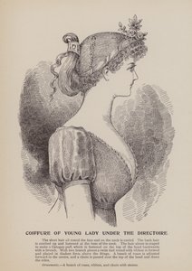 Coiffure van jonge dame onder het Directoire (gravure)