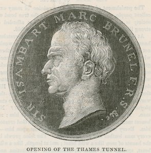 Munt uitgegeven bij de opening van de Thames Tunnel door English School