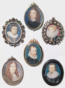 Collectie miniaturen, LtoR, bovenste rij: Frederich V (1596-1632) Keurvorst van de Palts, Koning van Bohemen