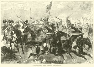 Gevecht tussen Saksische Dragonders en Chasseurs, september 1870 door English School