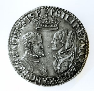 Herdenkingsschilling voor het huwelijk van Filips II van Spanje (1527-98) en Maria I van Engeland (1516-58) 1554 door English School