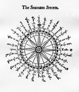 Kompas, illustratie uit The Seamans Secrets door John Davis, gepubliceerd 1594 door English School