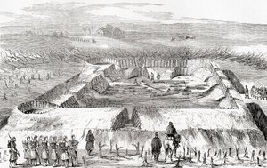 Confederate fortificaties ten noorden van Manassas Junction, uit Ward en Lock