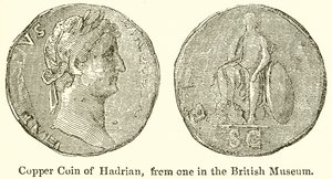 Koperen munt van Hadrianus, uit een in het British Museum door English School
