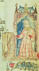 Cott Nero D VII f.7 Portret van John van Gaunt, Hertog van Lancaster, uit het Weldoenersboek van de Abdij van St. Alban