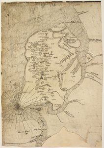 Kaart van Isle of Sheppey toegeschreven aan cartograaf Robert Lythe door English School