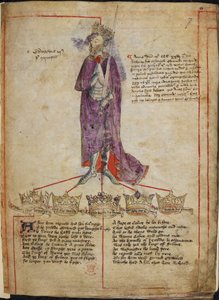 Cotton Julius E. IV, f.7 Tekening van Edward III, met een kort verslag van zijn regering, en regels uit 