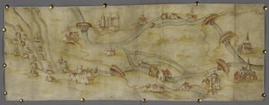 Kaart van de rivier Trent en zijn zijrivieren tussen Nottingham en Newark, c.1540 door English School