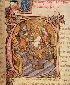 Edward III verleent de Zwarte Prins het prinsdom Aquitanië door English School