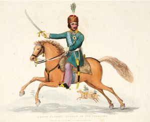 Graaf Platoff, Hetman van de Kozakken, uitgegeven door Richard Evans, gegraveerd door Romney, illustratie uit Een Historisch Verslag van de Slag bij Waterloo door William Mudford, 1816 door English School