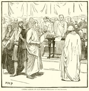 Hofscène in het oude Rome.--Verdrijving van de sofisten
