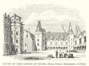 Hof van het Kasteel van Blois (gravure)