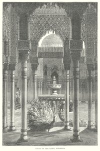 Hof van de leeuwen, Alhambra (gravure) door English School