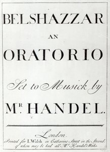 Omslag van de partituur voor Belshazzar door Handel, gepubliceerd in 1745 door English School