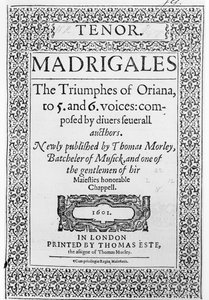 Omslag van het tenor deel van The Triumphes of Oriana, uitgegeven door Thomas Este, 1601 door English School