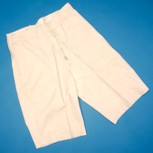 Crème flanellen shorts, begin 20e eeuw