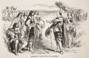 Cromwell spreekt zijn soldaten toe door English School