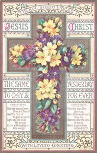 Kruis met bloemen, kerstkaart
