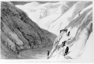 Het oversteken van de Cordillera op 1 juni, uit Travels in South America door Alexander Caldcleugh, 1825