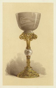 Beker of kelk in oosterse onyx, gemonteerd in geëmailleerd goud door English School