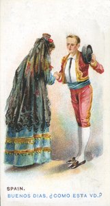 Gebruikelijke groet in Spanje, 1907