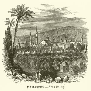 Damascus, Handelingen, ix, 27 (gravure) door English School