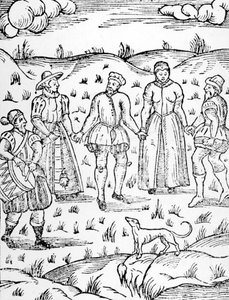 Dansen met een drummer, uit The Doome waarschuwt alle mensen voor het oordeel door Stephen Bateman, 1581