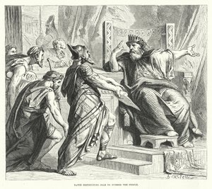 David geeft Joab de opdracht om het volk te tellen (gravure) door English School