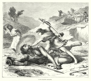 David doodt Goliath (gravure) door English School