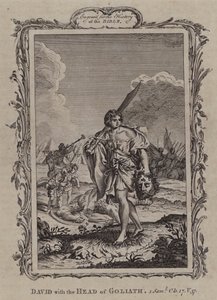 David met het hoofd van Goliath (gravure)