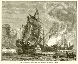 De aanval van De Ruyter op Upnor Castle, 1667 door English School