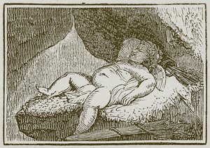Dood en Cupido (gravure) door English School