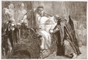 Dood van Frederik de Wijze, keurvorst van Saksen, illustratie uit De Geschiedenis van het Protestantisme door James Aitken Wylie, 1878