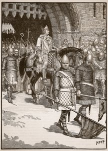 Vertrek van bisschop Odo uit Rochester, illustratie uit Cassells Illustrated History of England door English School