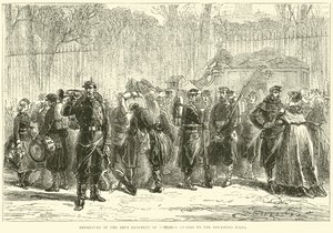 Vertrek van het 10e Regiment Nationale Garde naar de voorposten, oktober 1870 door English School