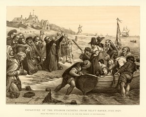 Vertrek van de pelgrimsvaders uit Delft Haven