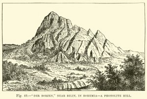 Der Borzen, nabij Bilin, in Bohemen, een fonolietheuvel
