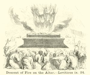 Neerdaling van vuur op het altaar, Leviticus, ix, 24 door English School