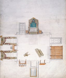 Ontwerp voor een slaapkamer, door Gillow & Company door English School