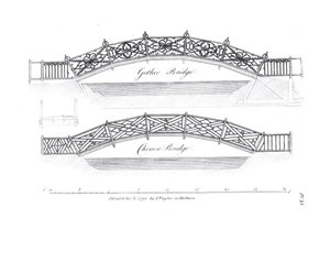 Ontwerpen voor tuinbruggen, gepubliceerd 1773 door English School