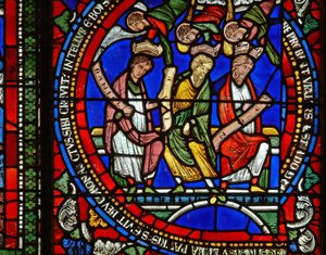 Detail van een van de Bijbelramen met Daniël, Job en Noach