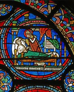 Detail van het Wonderraam met St. Thomas die een zieke man in zijn slaap bezoekt