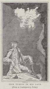 Dick Turpin in zijn grot (gravure) door English School