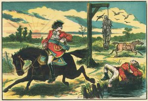 Dick Turpin schiet Pooly, de dievenvanger, op Hounslow Heath door English School